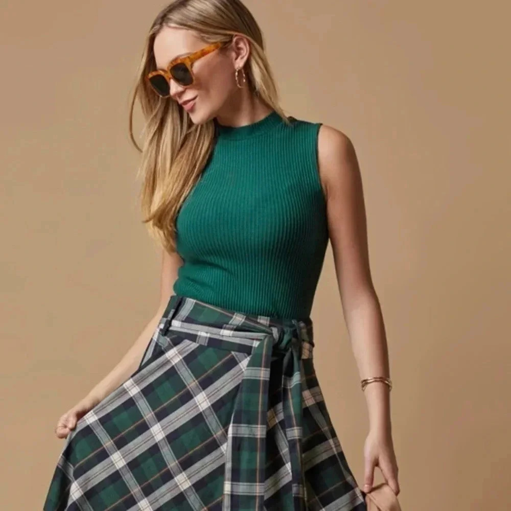 Christie Green Ribbed Tank Top Extra Large NWT